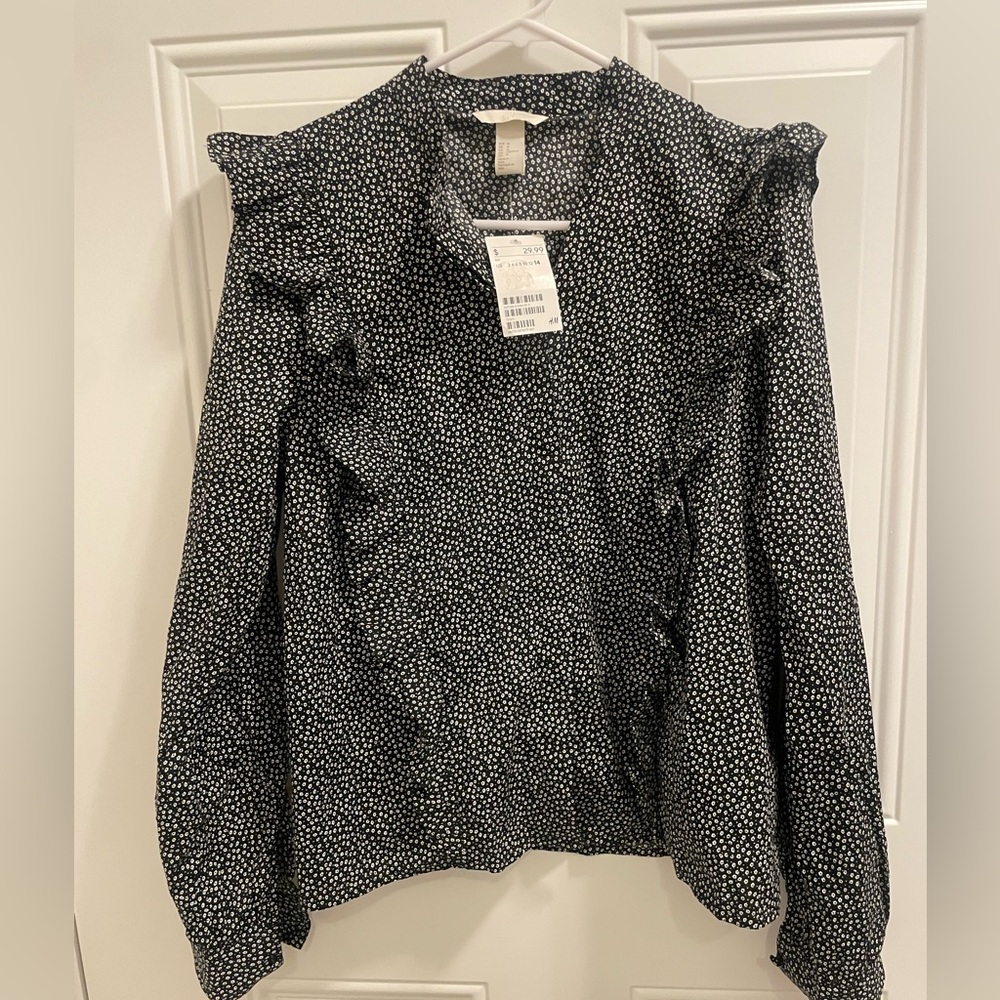 NWT - H&M Women’s Black and White Polka Dot Blouse